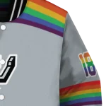 customized san antonio spurs rainbow jersey number silver varsity jacket best selling