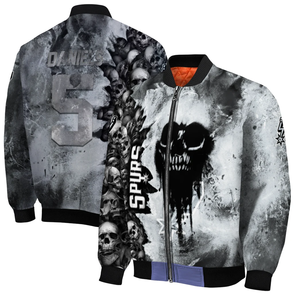 customized san antonio spurs skull cluster silver bomber jacket best selling customized san antonio spurs skull cluster silver bomber jacket best selling