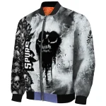 customized san antonio spurs skull cluster silver bomber jacket best selling