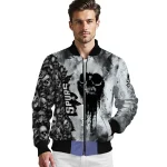 customized san antonio spurs skull cluster silver bomber jacket best selling