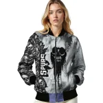 customized san antonio spurs skull cluster silver bomber jacket best selling
