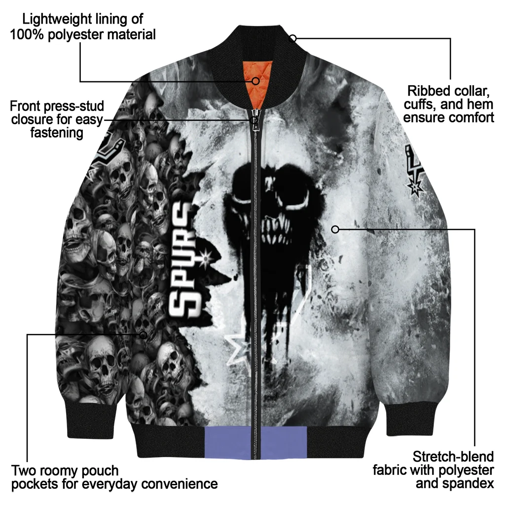 customized san antonio spurs skull cluster silver bomber jacket new arrival customized san antonio spurs skull cluster silver bomber jacket new arrival