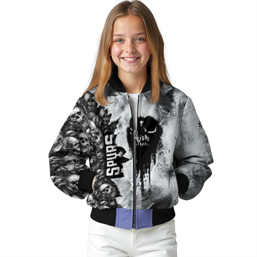 customized san antonio spurs skull cluster silver bomber jacket top rated customized san antonio spurs skull cluster silver bomber jacket top rated