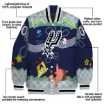 customized san antonio spurs spongebob playtime silver blue varsity jacket best selling