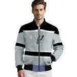 customized san antonio spurs stripe statement silver black bomber jacket best selling