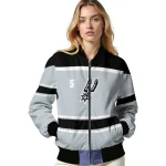 customized san antonio spurs stripe statement silver black bomber jacket best selling