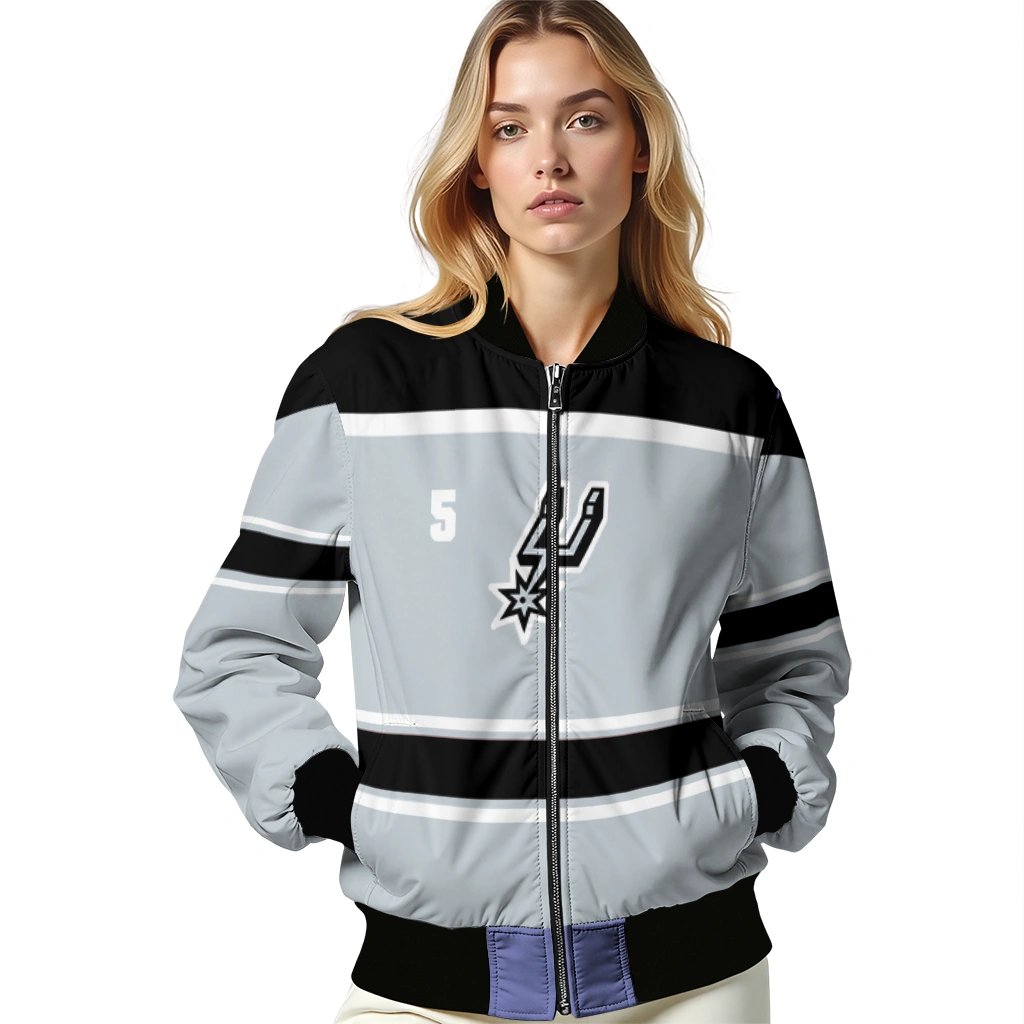 customized san antonio spurs stripe statement silver black bomber jacket latest model customized san antonio spurs stripe statement silver black bomber jacket latest model