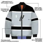 customized san antonio spurs stripe statement silver black bomber jacket best selling