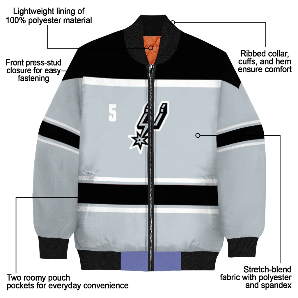 customized san antonio spurs stripe statement silver black bomber jacket new arrival customized san antonio spurs stripe statement silver black bomber jacket new arrival