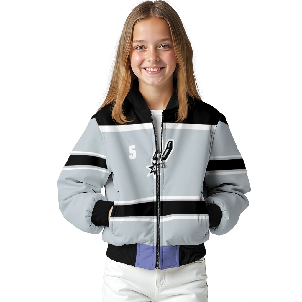customized san antonio spurs stripe statement silver black bomber jacket top rated customized san antonio spurs stripe statement silver black bomber jacket top rated