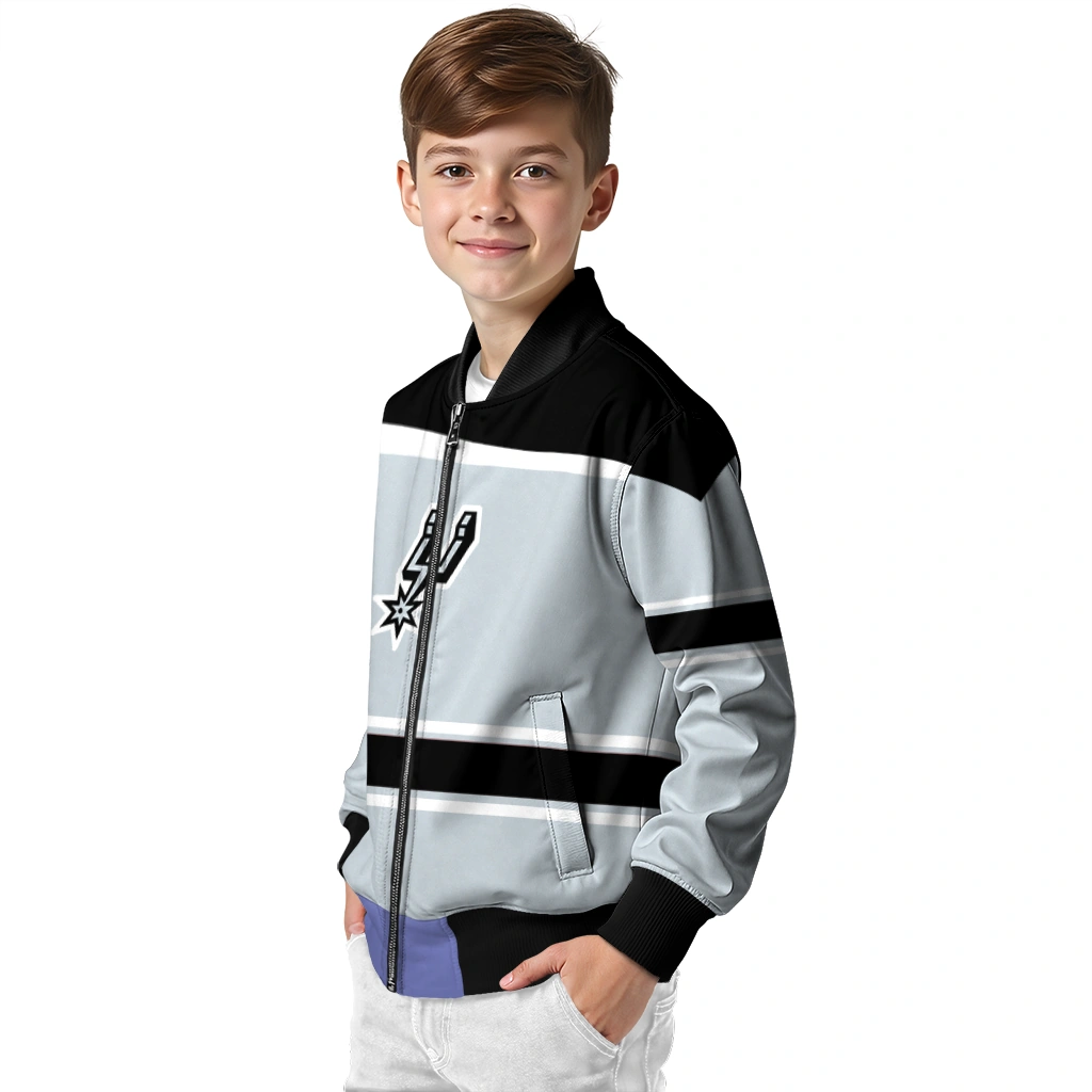 customized san antonio spurs stripe statement silver black bomber jacket trendy customized san antonio spurs stripe statement silver black bomber jacket trendy