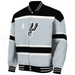 customized san antonio spurs stripe statement silver black varsity jacket best selling