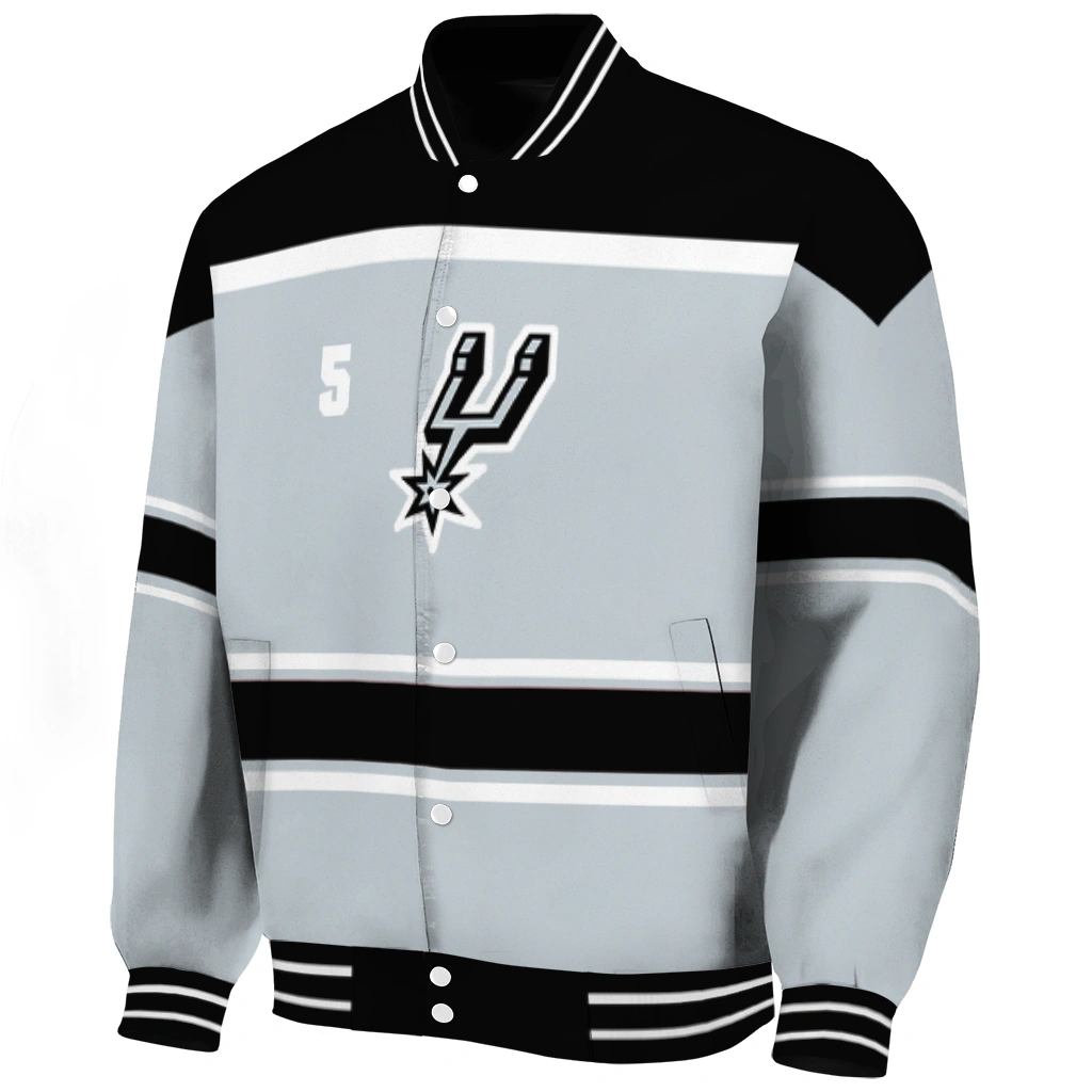 customized san antonio spurs stripe statement silver black varsity jacket best selling customized san antonio spurs stripe statement silver black varsity jacket best selling