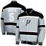 customized san antonio spurs stripe statement silver black varsity jacket best selling