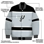 customized san antonio spurs stripe statement silver black varsity jacket best selling