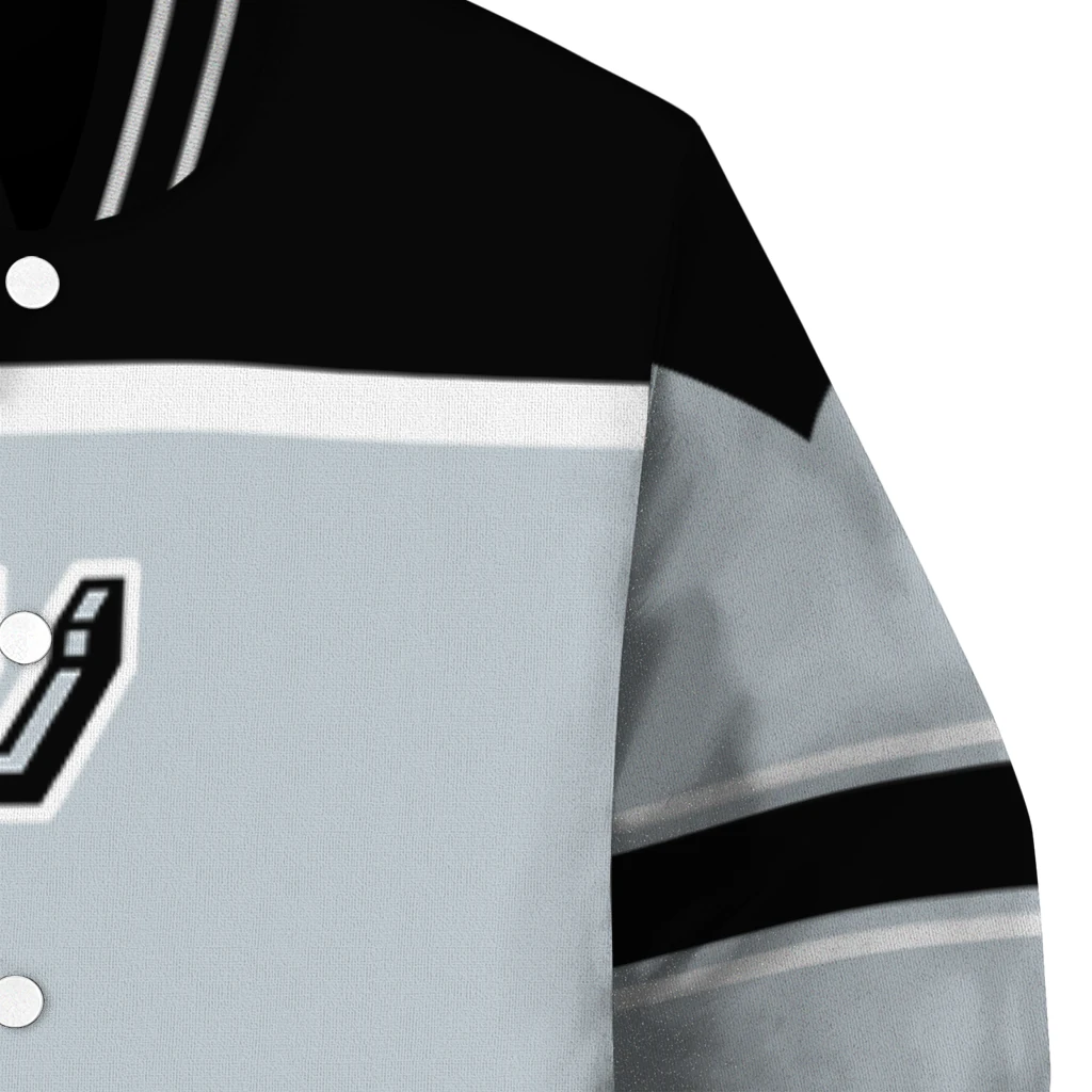 customized san antonio spurs stripe statement silver black varsity jacket premium grade customized san antonio spurs stripe statement silver black varsity jacket premium grade