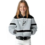 customized san antonio spurs stripe statement silver black varsity jacket best selling