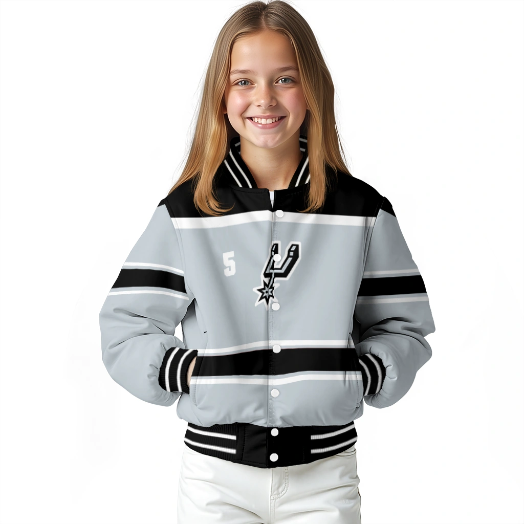 customized san antonio spurs stripe statement silver black varsity jacket top rated customized san antonio spurs stripe statement silver black varsity jacket top rated