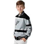 customized san antonio spurs stripe statement silver black varsity jacket best selling