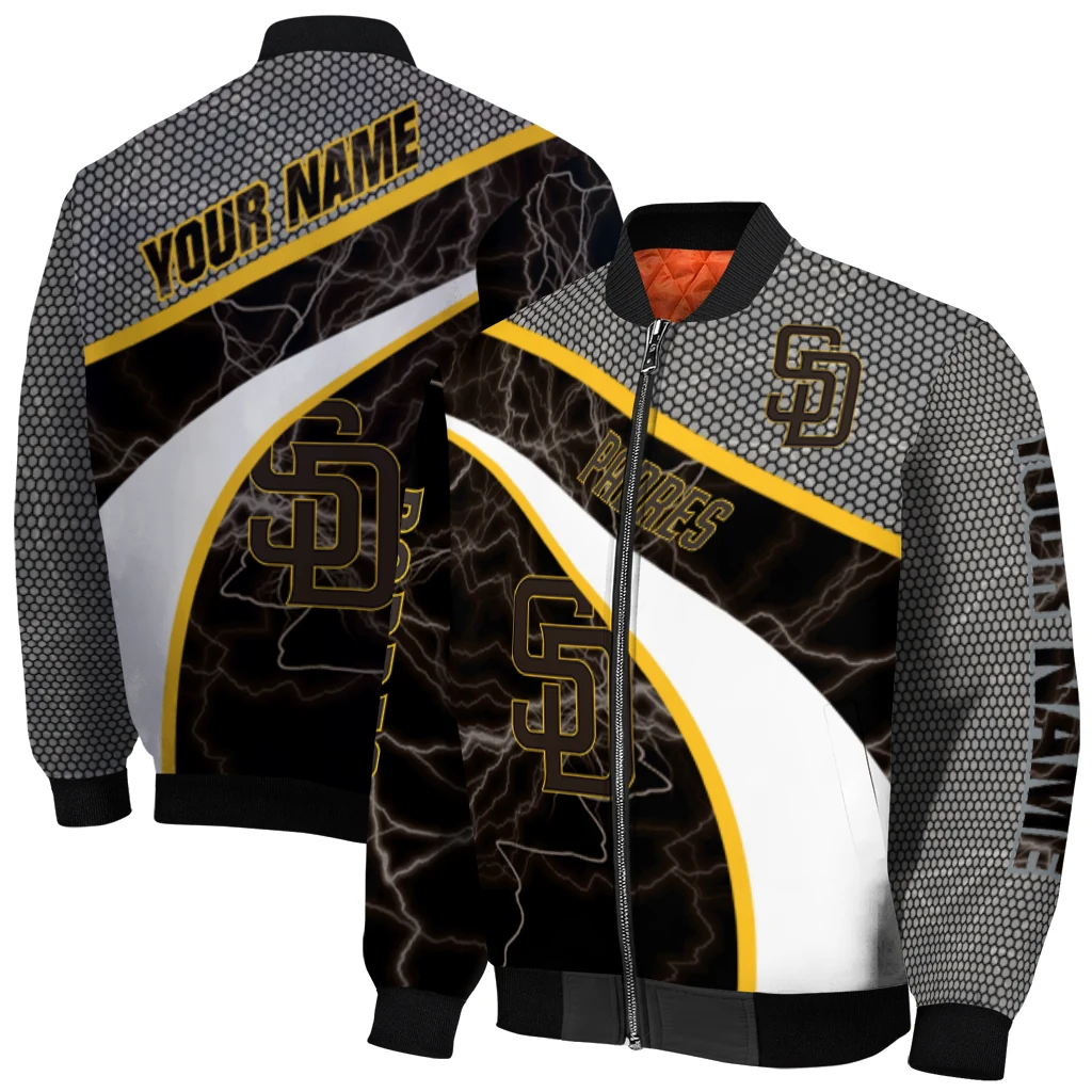 customized san diego padres electric flash brown bomber jacket best selling customized san diego padres electric flash brown bomber jacket best selling
