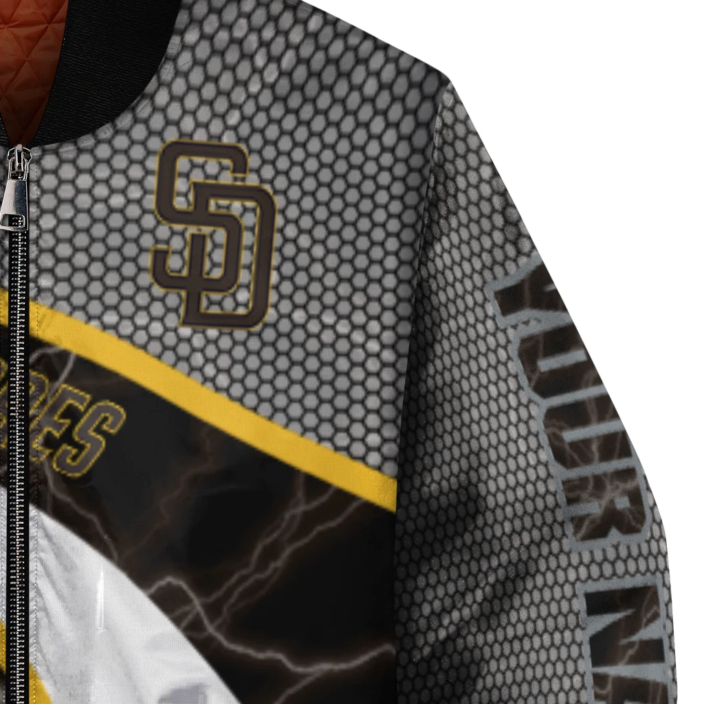 customized san diego padres electric flash brown bomber jacket premium grade customized san diego padres electric flash brown bomber jacket premium grade
