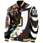 customized san diego padres stars and stripes slashes brown varsity jacket best selling