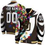 customized san diego padres stars and stripes slashes brown varsity jacket best selling