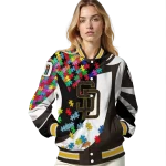 customized san diego padres stars and stripes slashes brown varsity jacket best selling