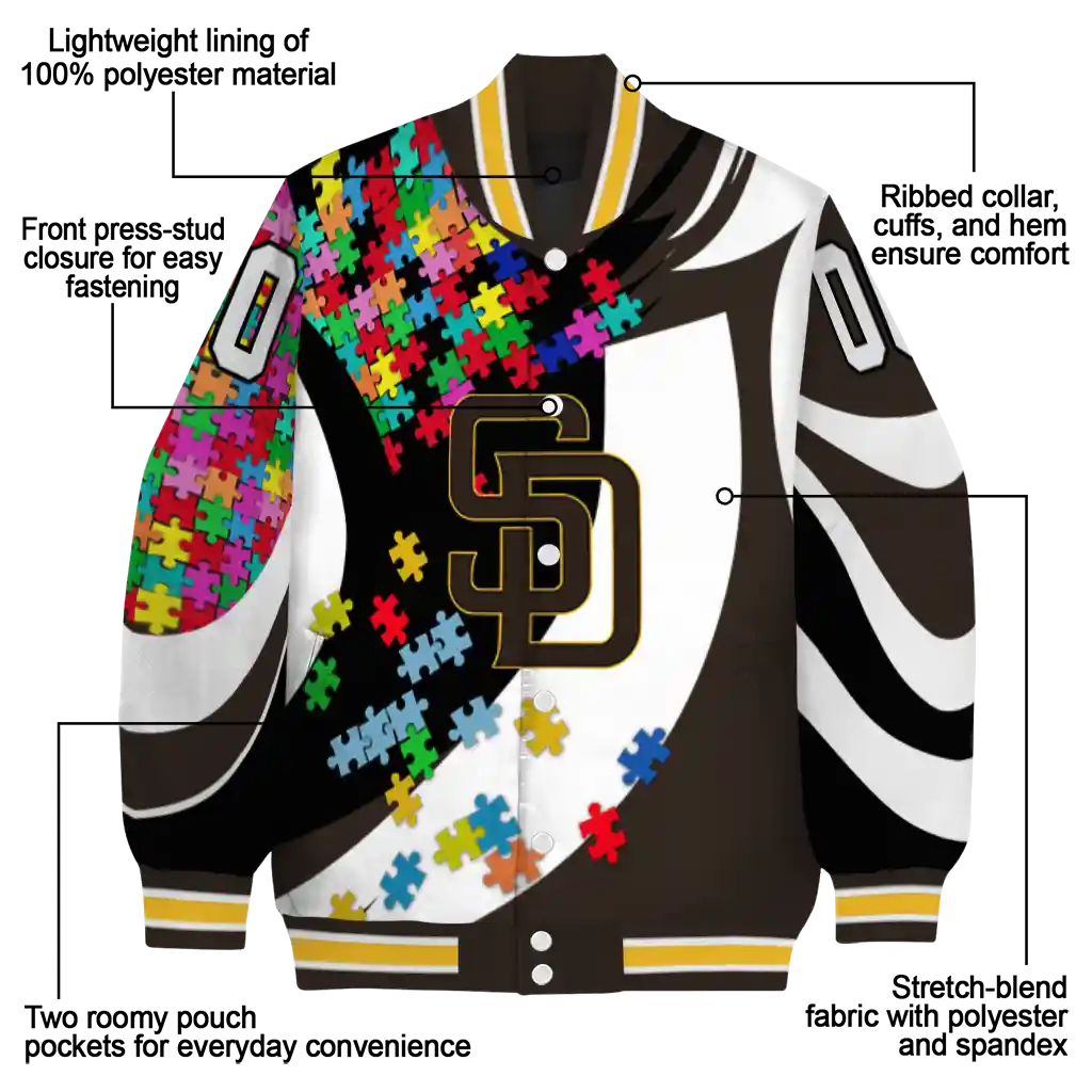 customized san diego padres stars and stripes slashes brown varsity jacket new arrival customized san diego padres stars and stripes slashes brown varsity jacket new arrival