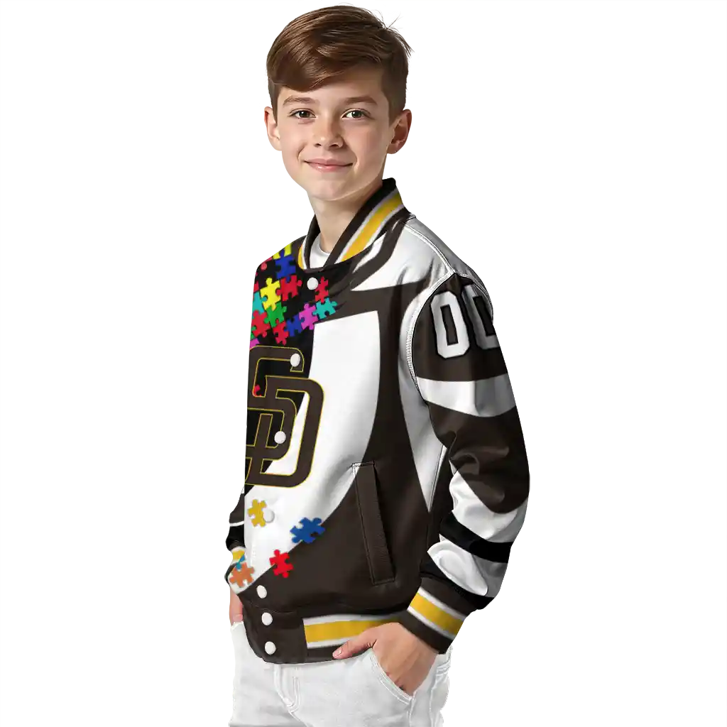 customized san diego padres stars and stripes slashes brown varsity jacket trendy customized san diego padres stars and stripes slashes brown varsity jacket trendy