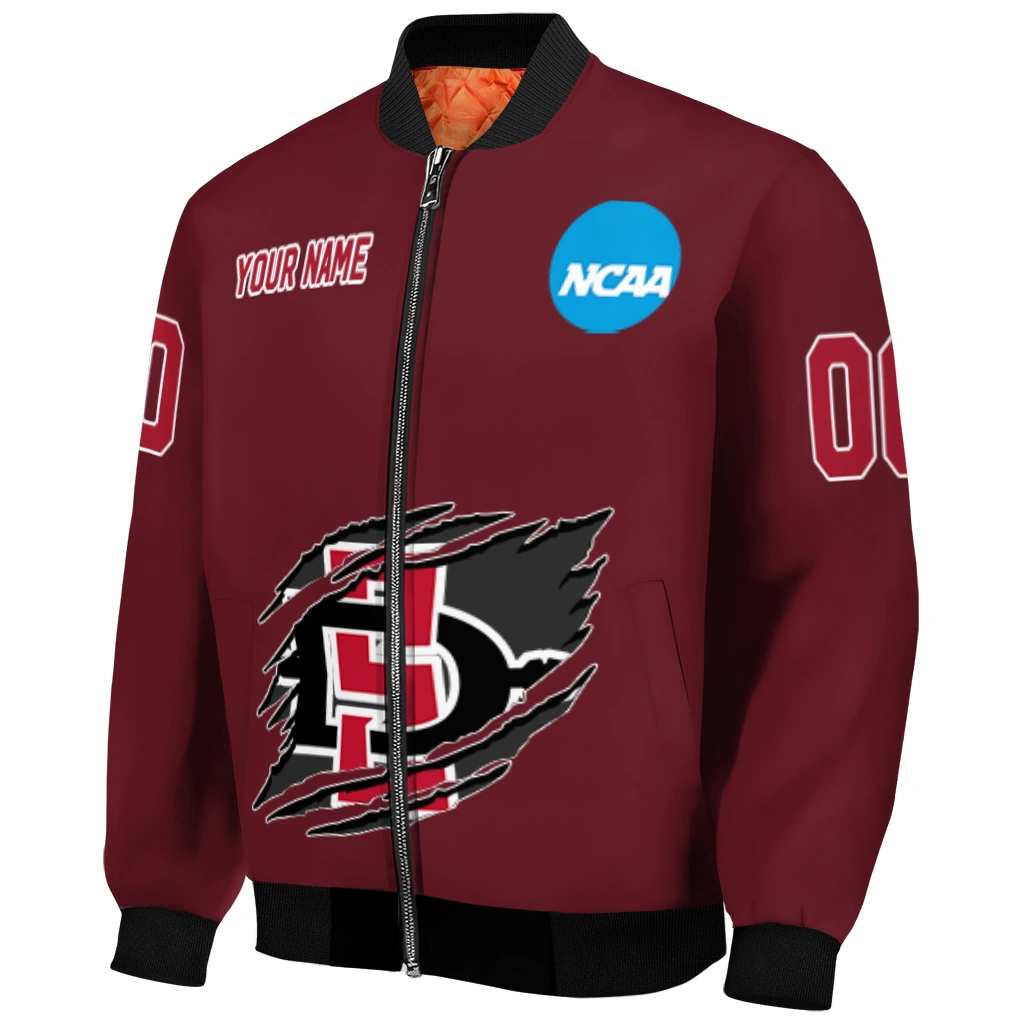 customized san diego state aztecs claw mark red bomber jacket fashion forward customized san diego state aztecs claw mark red bomber jacket fashion forward