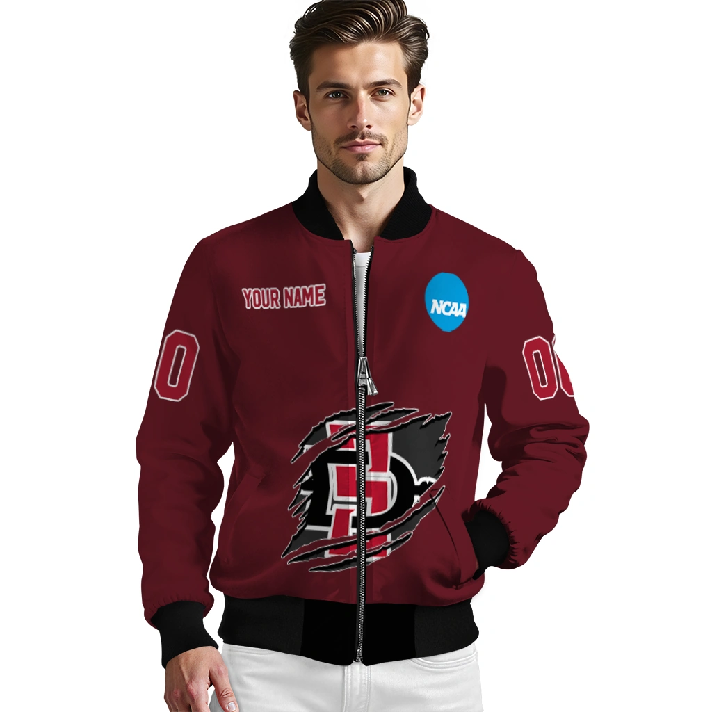customized san diego state aztecs claw mark red bomber jacket high quality customized san diego state aztecs claw mark red bomber jacket high quality