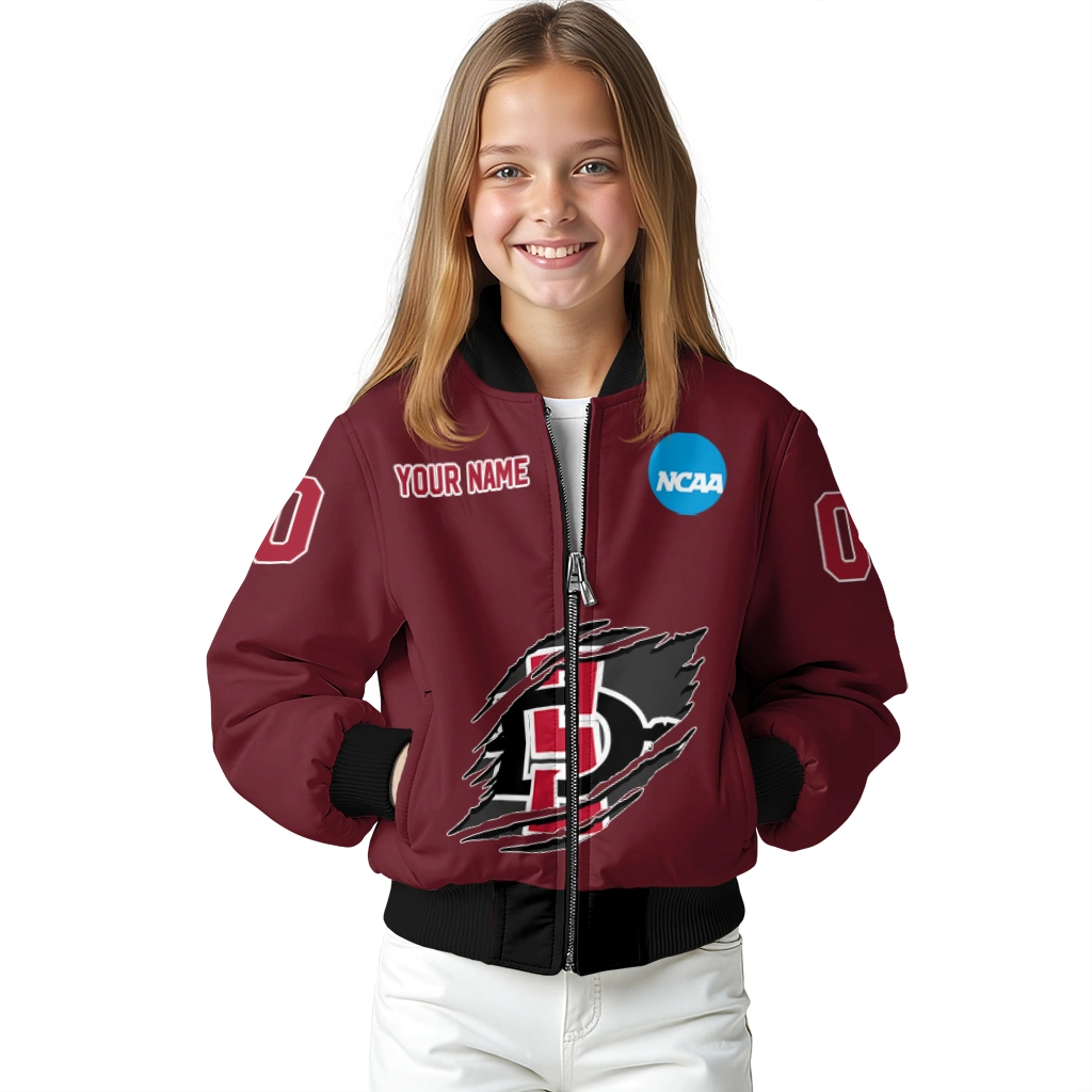 customized san diego state aztecs claw mark red bomber jacket top rated customized san diego state aztecs claw mark red bomber jacket top rated