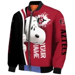 customized san diego state aztecs snoopy head red bomber jacket best selling