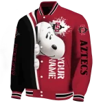customized san diego state aztecs snoopy head red varsity jacket best selling