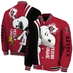 customized san diego state aztecs snoopy head red varsity jacket best selling