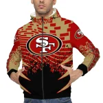 customized san francisco 49ers brick motion red black windbreaker jacket best selling