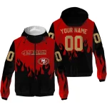 customized san francisco 49ers flame trim red black windbreaker jacket best selling