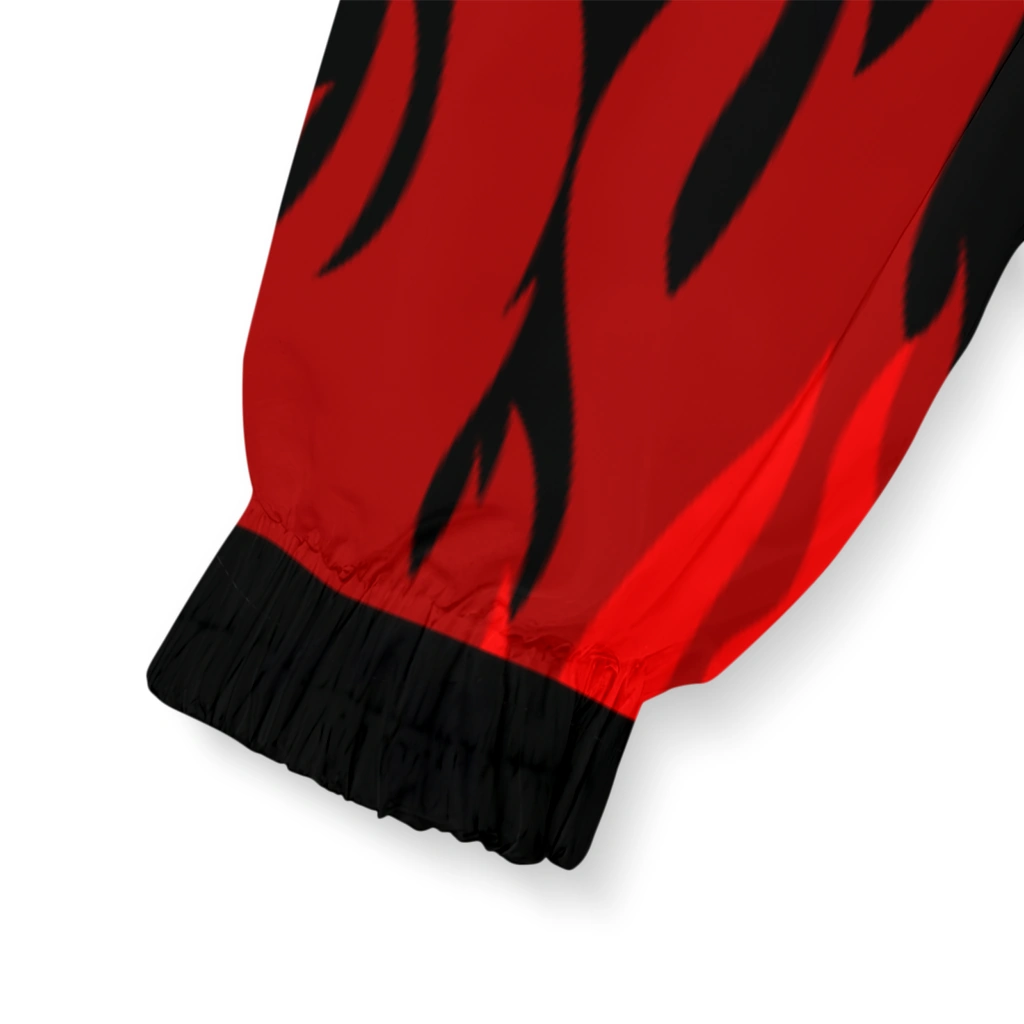customized san francisco 49ers flame trim red black windbreaker jacket latest model customized san francisco 49ers flame trim red black windbreaker jacket latest model