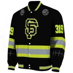 customized san francisco giants heartbeat accent black green varsity jacket best selling
