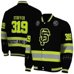 customized san francisco giants heartbeat accent black green varsity jacket best selling