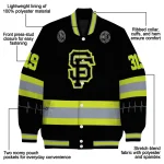 customized san francisco giants heartbeat accent black green varsity jacket best selling