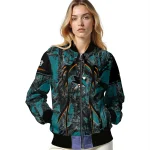 customized san jose sharks antlers motif teal black bomber jacket best selling