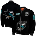 customized san jose sharks claw cut black bomber jacket best selling