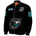 customized san jose sharks claw cut black bomber jacket best selling