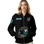 customized san jose sharks claw cut black bomber jacket best selling