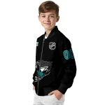 customized san jose sharks claw cut black bomber jacket best selling