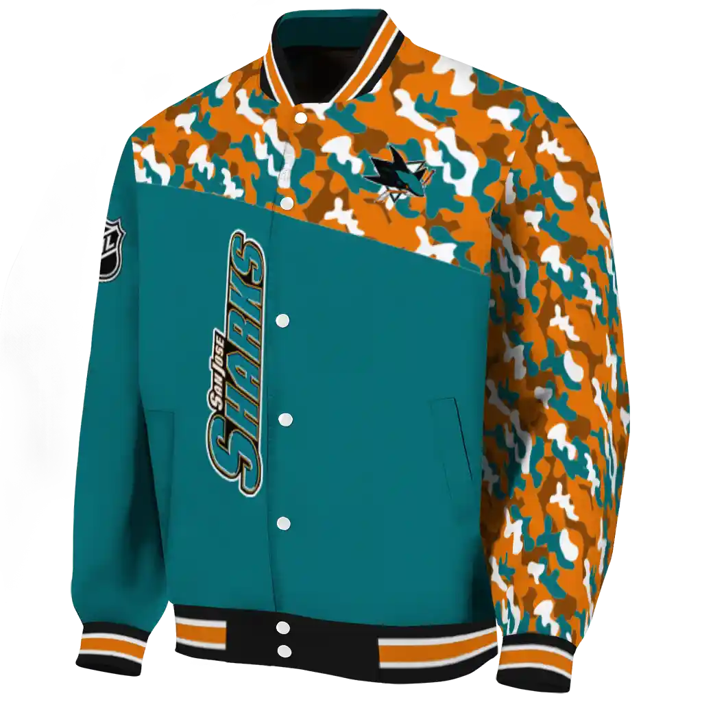 customized san jose sharks flag scratch effect teal varsity jacket best selling customized san jose sharks flag scratch effect teal varsity jacket best selling