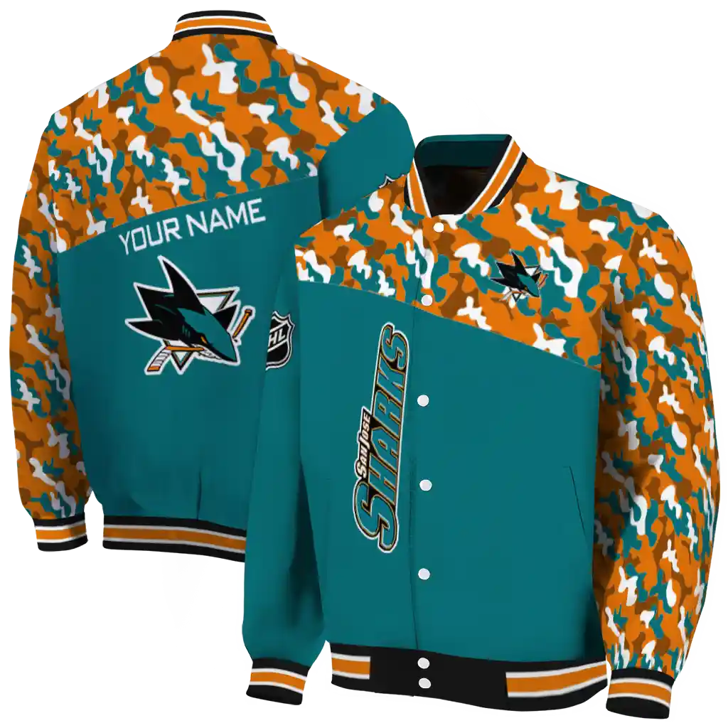 customized san jose sharks flag scratch effect teal varsity jacket fashion forward customized san jose sharks flag scratch effect teal varsity jacket fashion forward