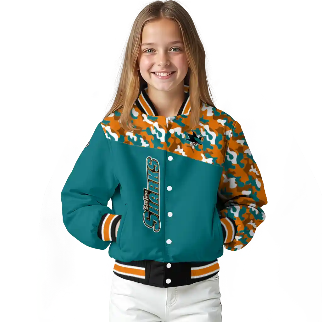 customized san jose sharks flag scratch effect teal varsity jacket top rated customized san jose sharks flag scratch effect teal varsity jacket top rated